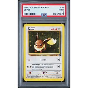 PSA 9 MINT Eevee 55/82 Pokémon 2000 Team Rocket Unlimited Common Graded Card